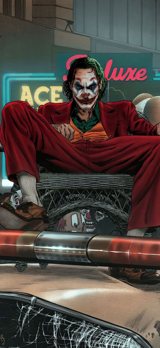 joker, villain, police, comic, art