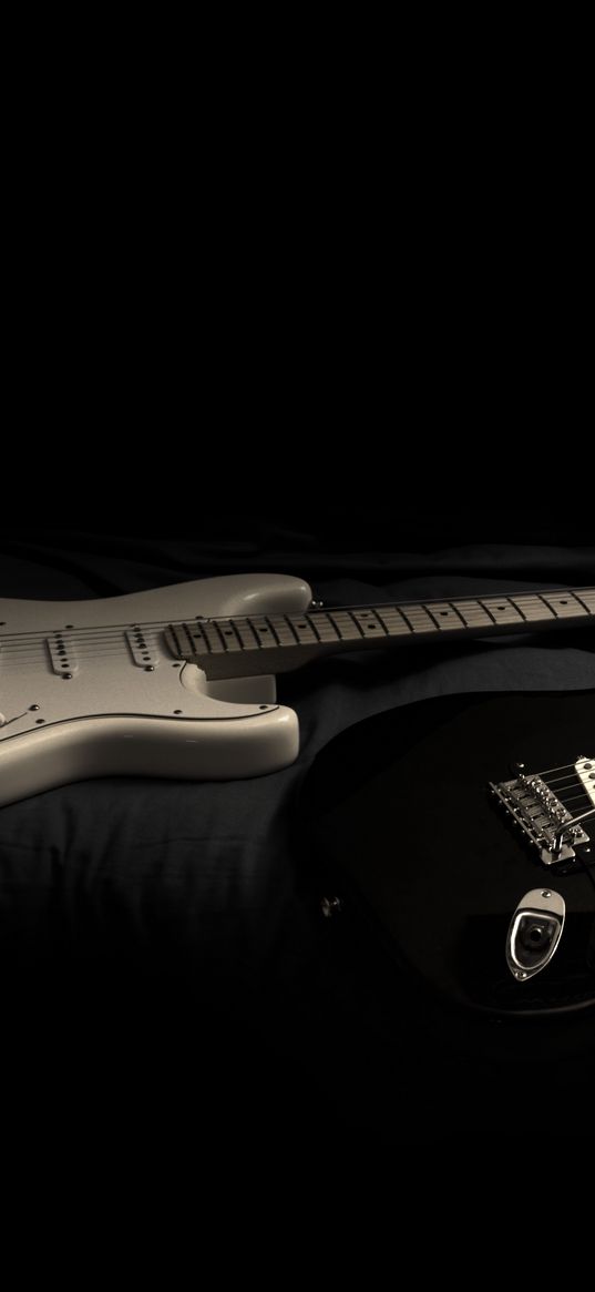 guitars, musical instruments, darkness, music