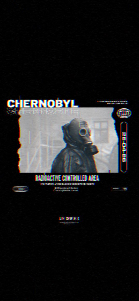 chernobyl, inscription, man, gas mask, black background