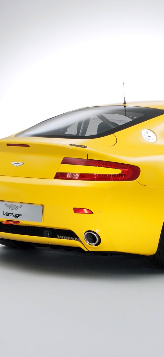 aston martin, v8, vantage, 2007, yellow, rear view, style