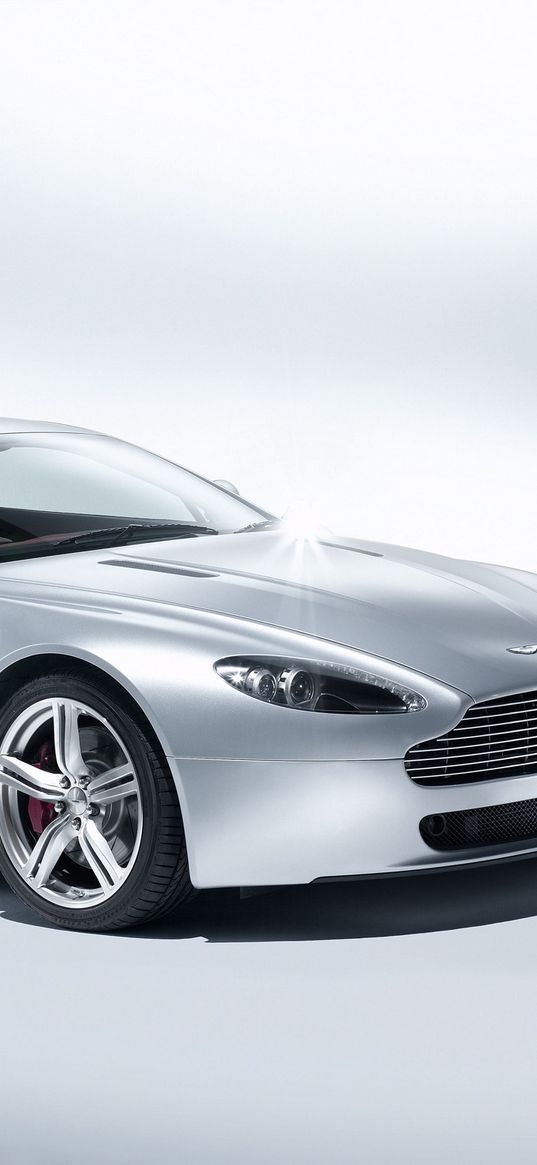 aston martin, v8, vantage, 2008, white, side view, auto