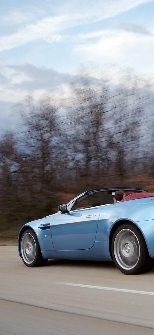 aston martin, v8, vantage, 2006, blue, side view, style, speed, asphalt