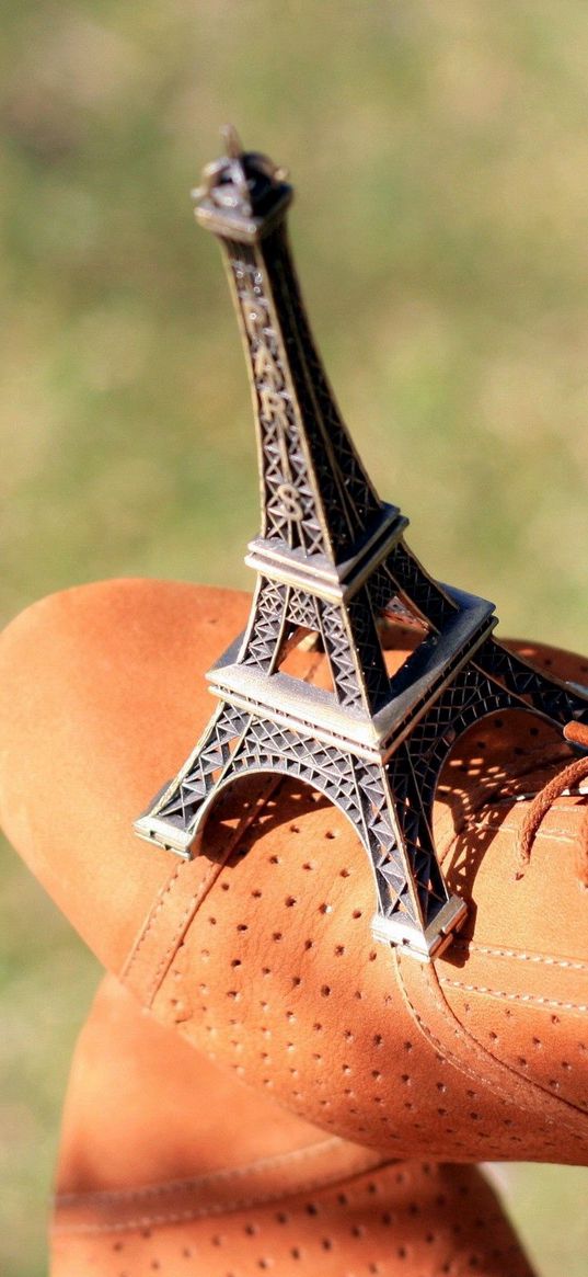 foot, eiffel tower, shoes, shoelaces, grass