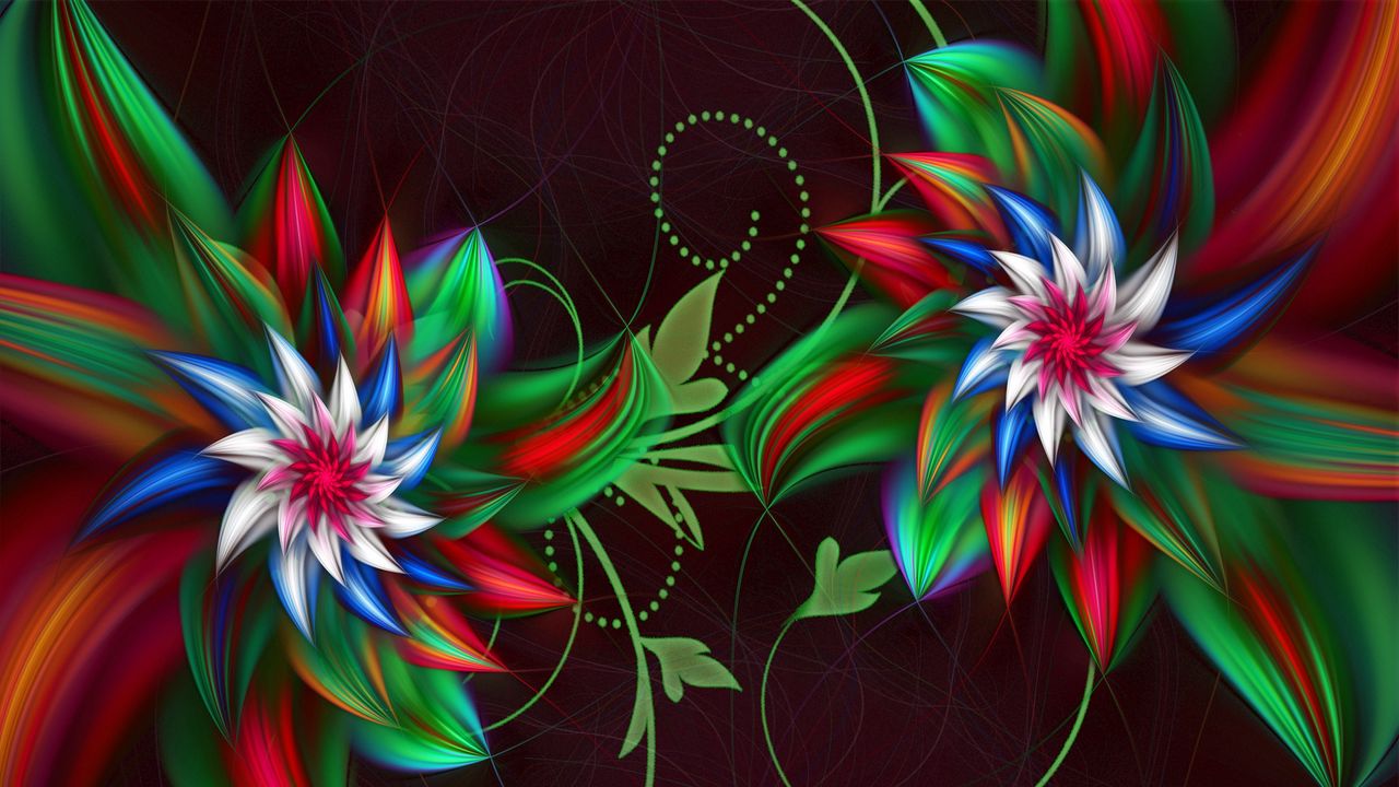 Wallpaper 3d, abstract, fractal, flowers