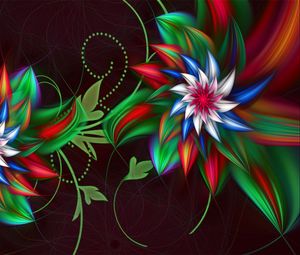 Preview wallpaper 3d, abstract, fractal, flowers