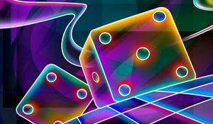 Preview wallpaper 3d, cube, dice, neon