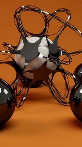 Preview wallpaper 3d, geometric, glass, metal, balls, shapes, plexus