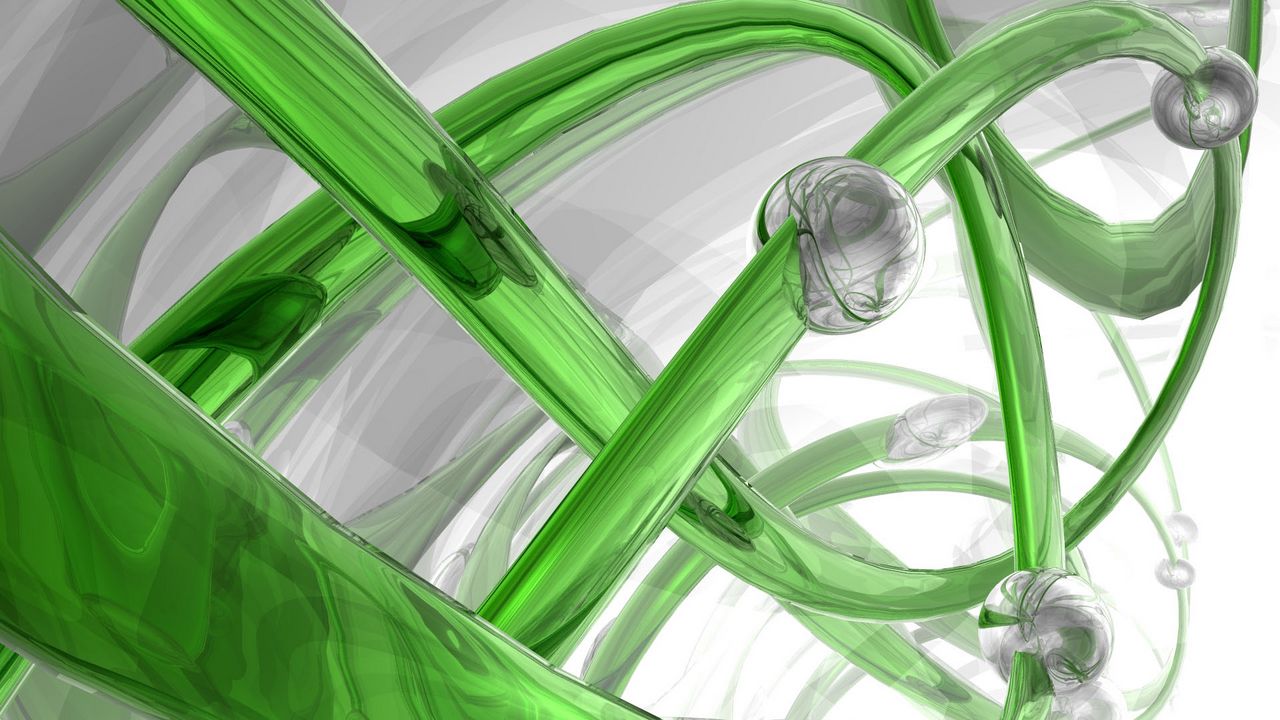 Wallpaper 3d, spiral, glass, green, white