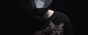 Preview wallpaper 3d-mask, mask, cat, dark, surround