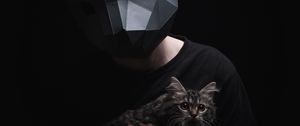 Preview wallpaper 3d-mask, mask, cat, dark, surround