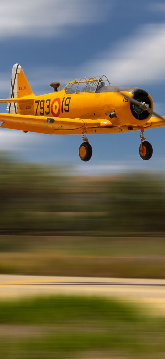 aircraft, old, yellow, flight, blur