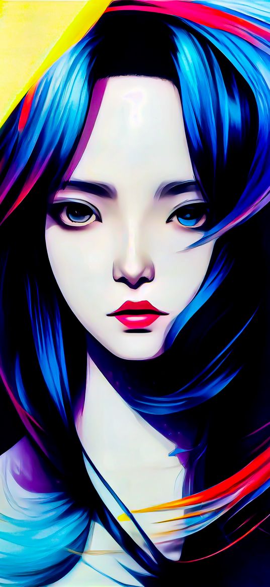 girl, portrait, anime, art, modern art, artificial intelligence