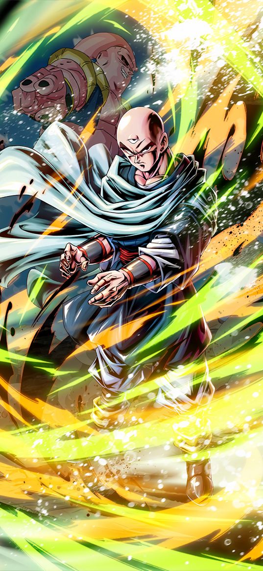 tien, dragon ball, anime, character, whirlwind, art