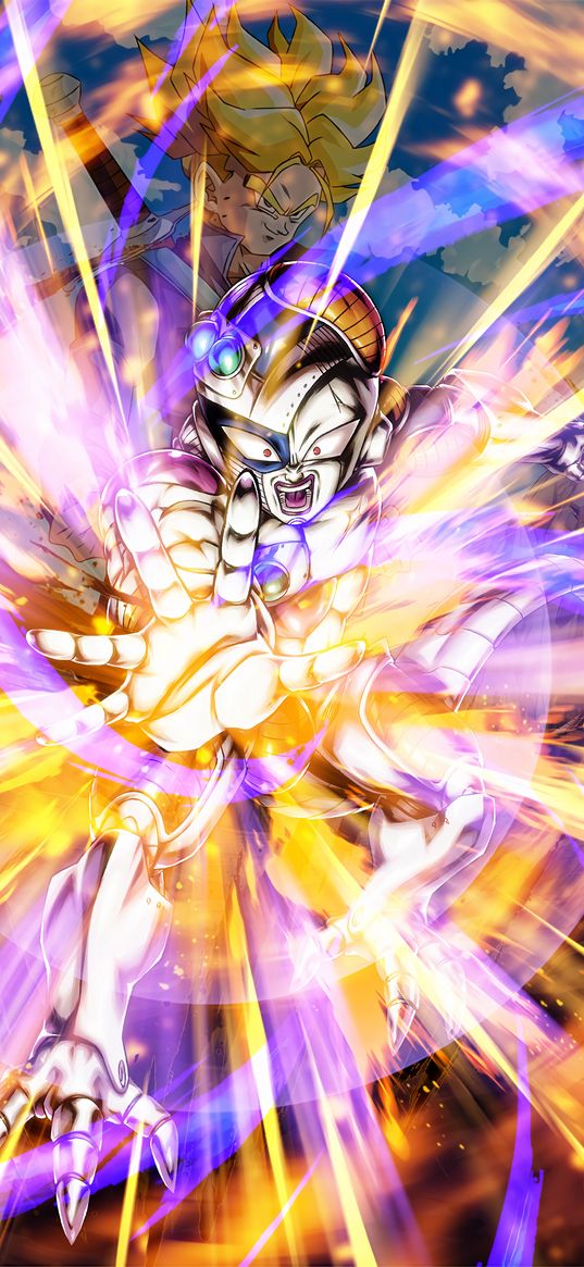 frieza, dragon ball z, anime, character, magic, attack, power, art