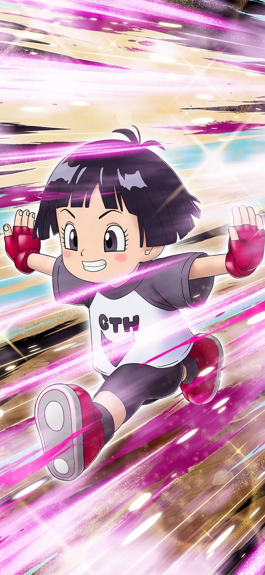 pan, dragon ball, anime, character, child, running, art