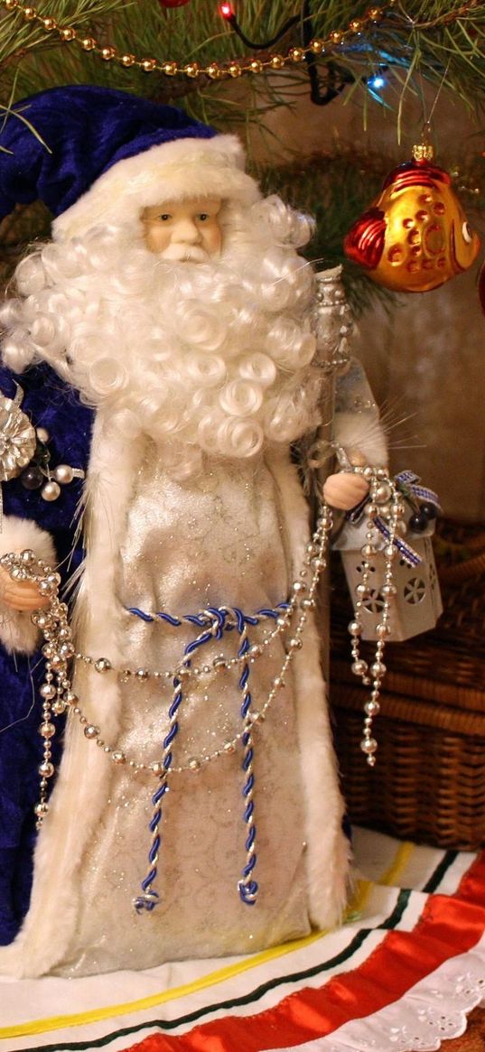 santa claus, snow maiden, snowman, christmas decorations, tree, new year