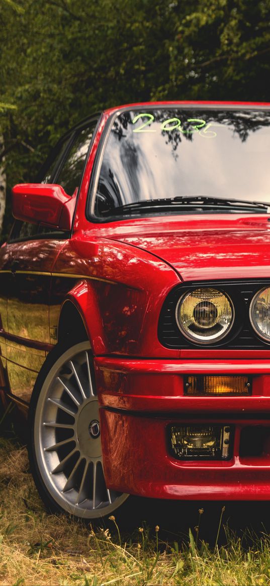 bmw e30, bmw, car, red