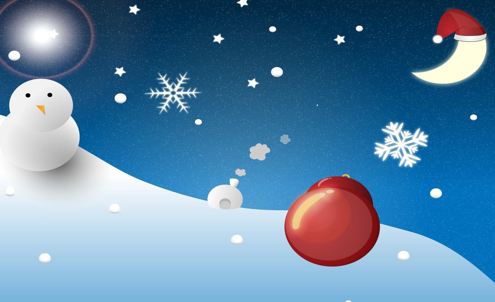 snowman, moon, christmas, snowflakes, christmas decorations, balloon