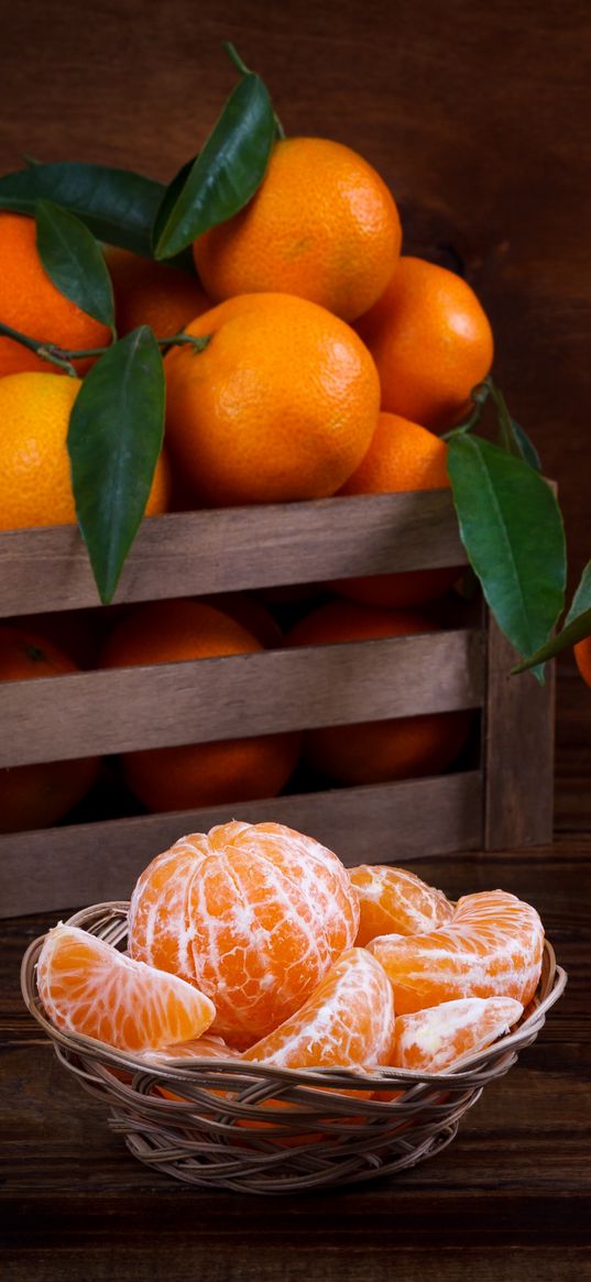 tangerines, fruit, box, new year