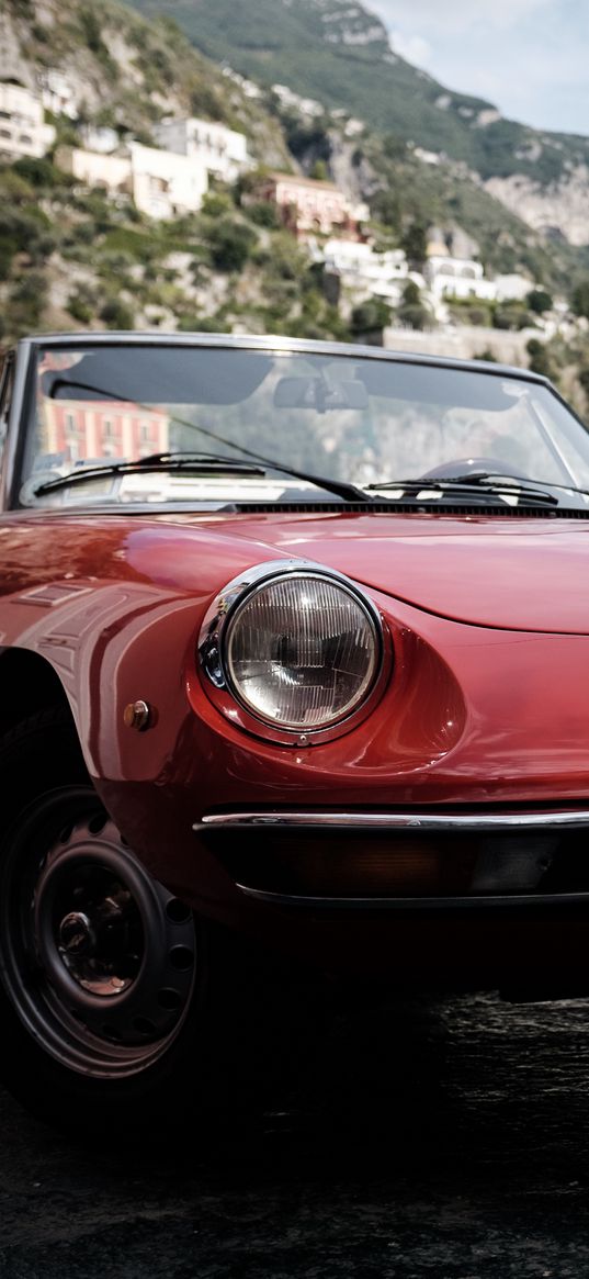 alfa romeo spider, alfa romeo, car, red, headlight