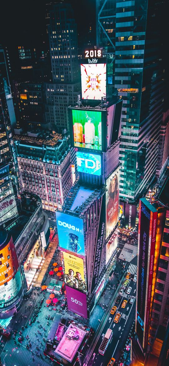 night, building, tower, times square, city, new york