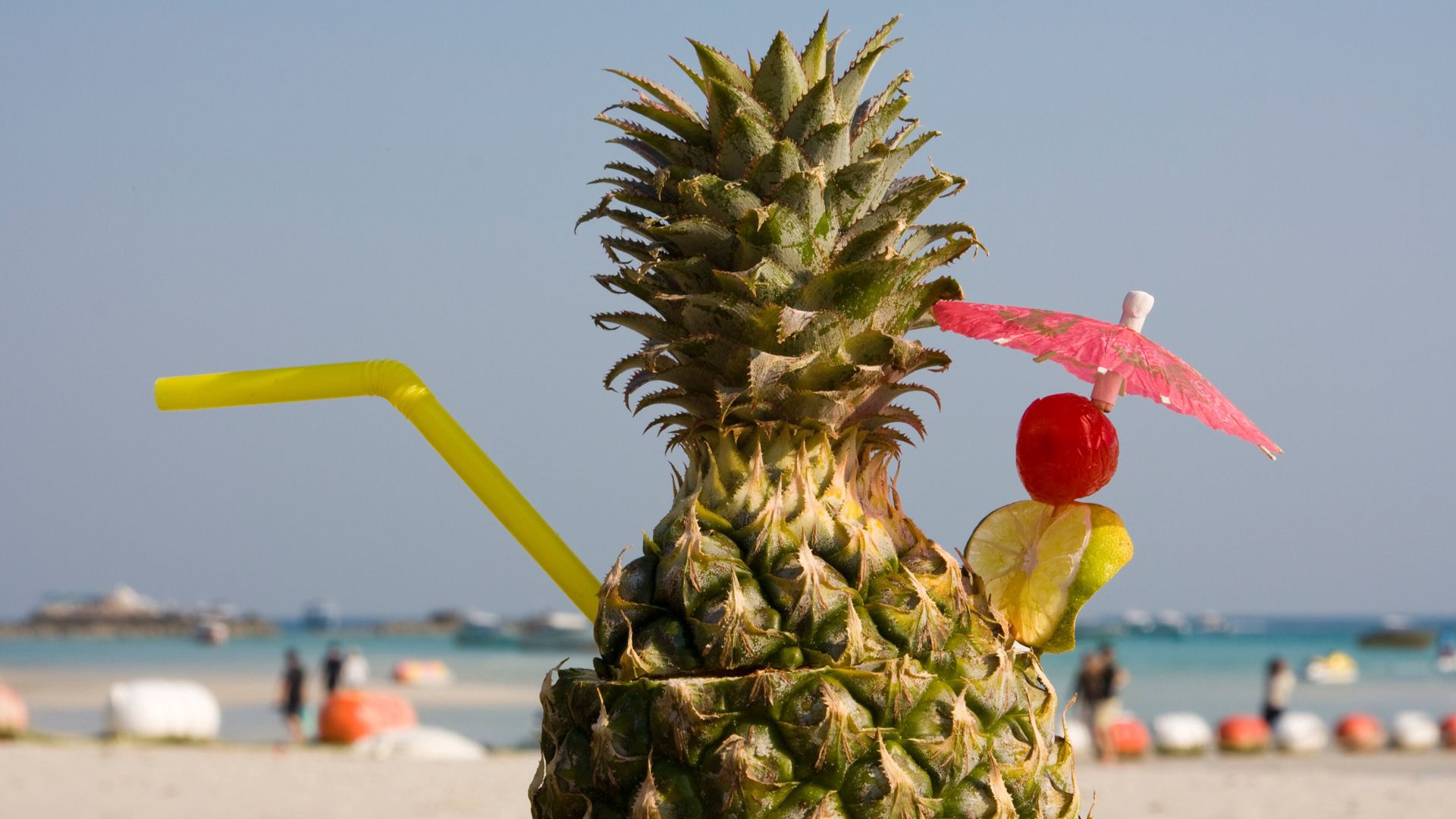 cocktail, beach, pineapple, decor, umbrella, tubule