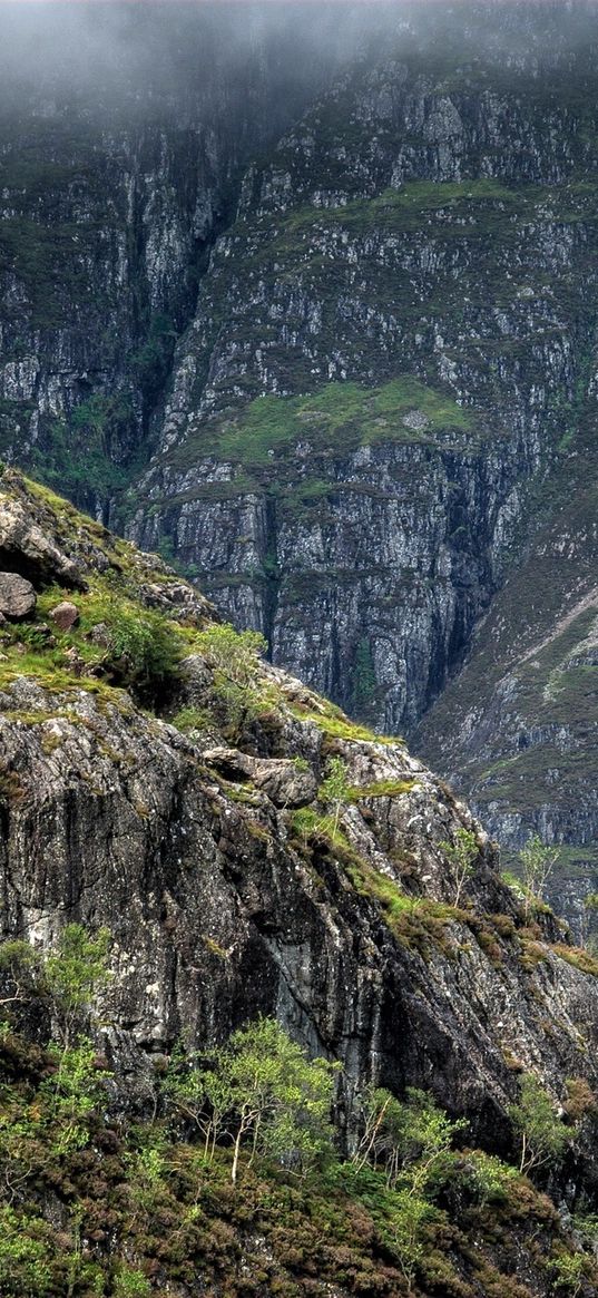 mountains, height, scotland, gray, green