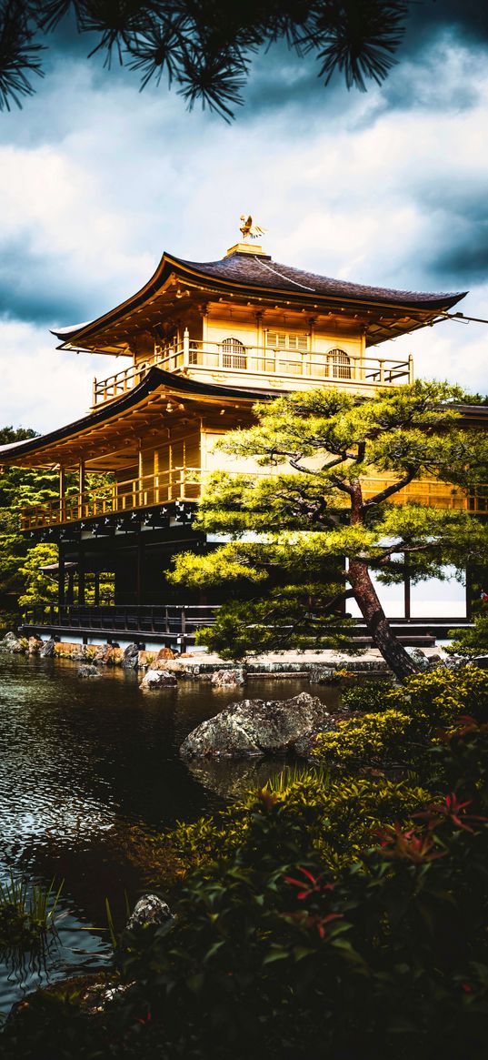 pagoda, architecture, tree, pond