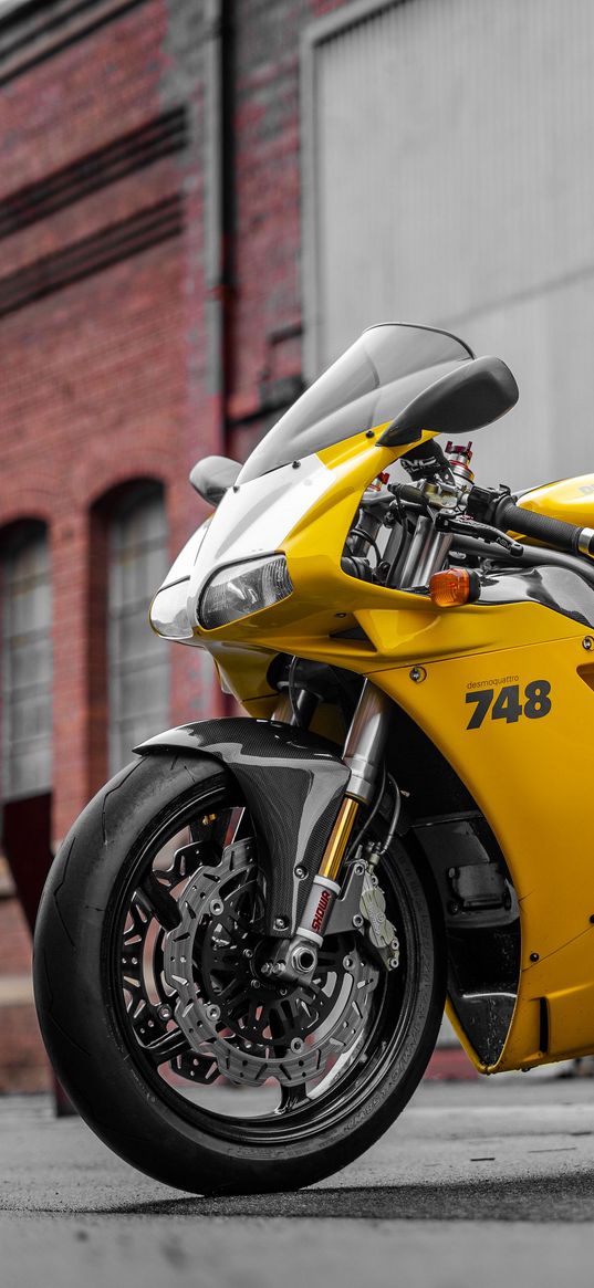 ducati 748, ducati, motorcycle, bike, yellow