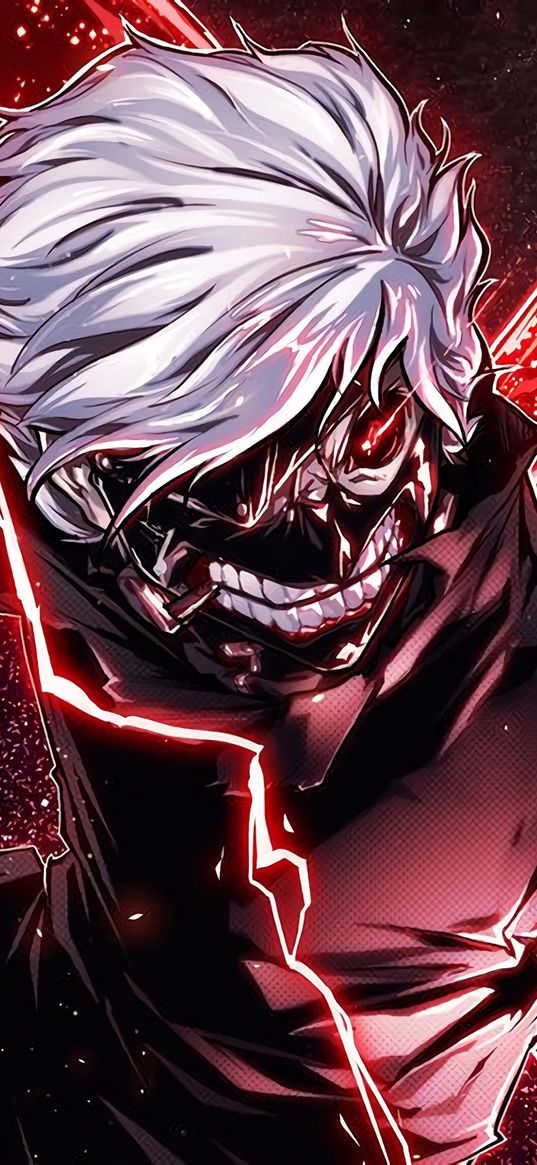 ken kaneki, tokyo ghoul, anime, monster, lightning, art