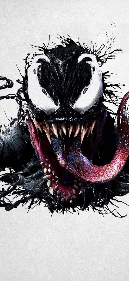 venom, superhero, marvel, monster, mouth, tongue, white background, art