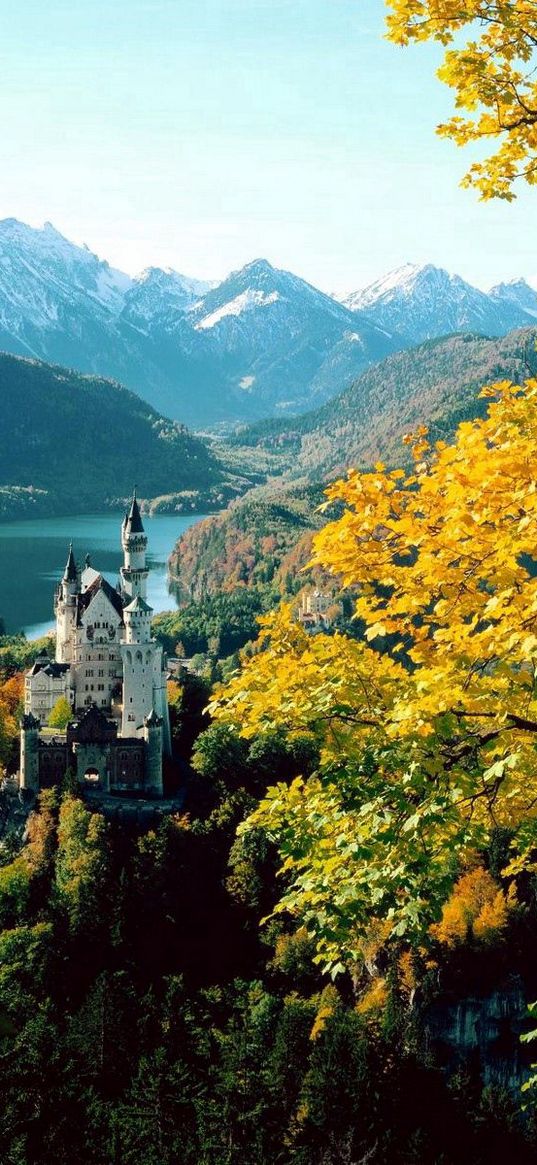 castle, bavaria, height, autumn, germany