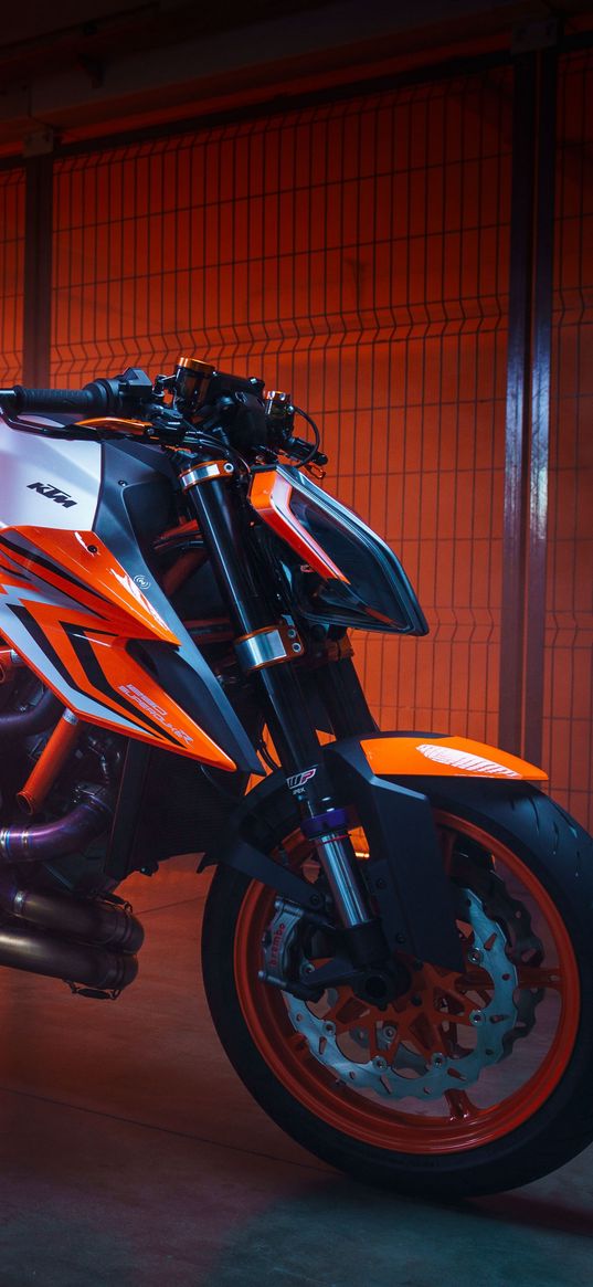 ktm duke 1290, motorcycle, bike, black, red, cage