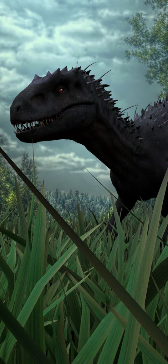 velociraptor, dinosaur, grass, art