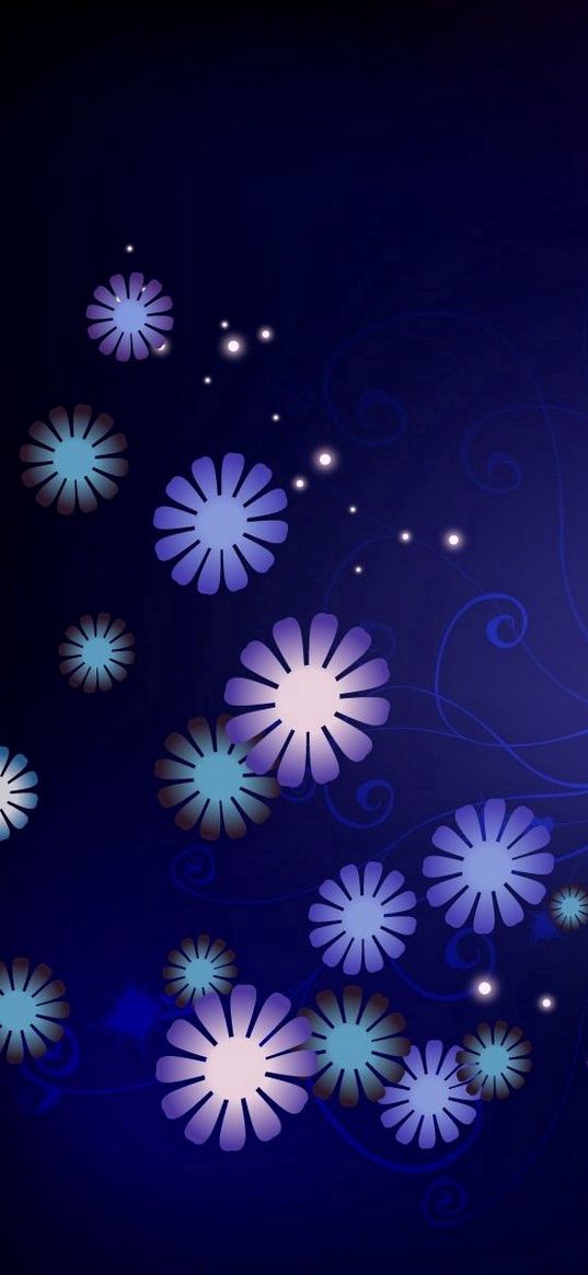 flowers, stars, dots, circles, light, color, background