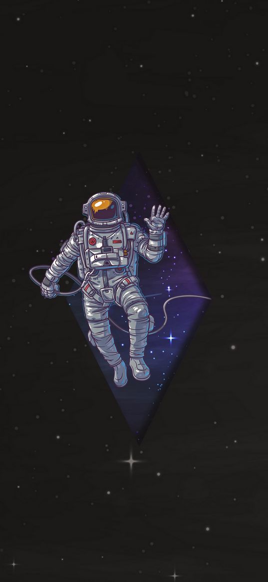 cosmonaut, rhombus, portal, space, art