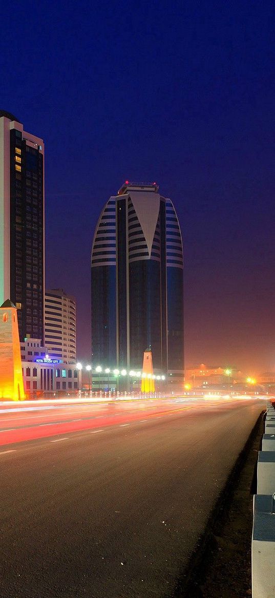 menacing, city, night, road, light, movement