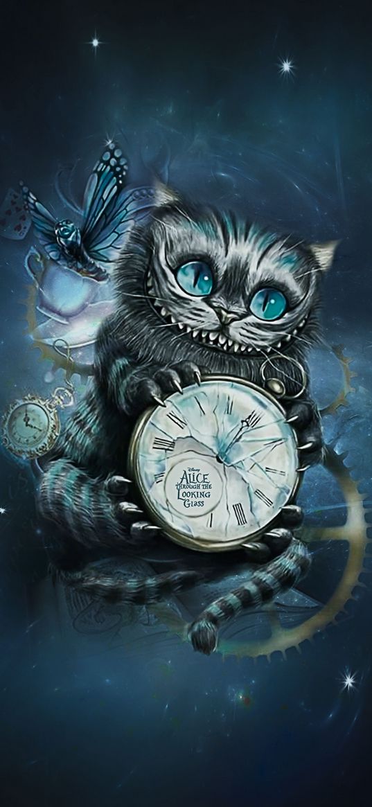 cheshire cat, cheshire, watch, alice in wonderland, art