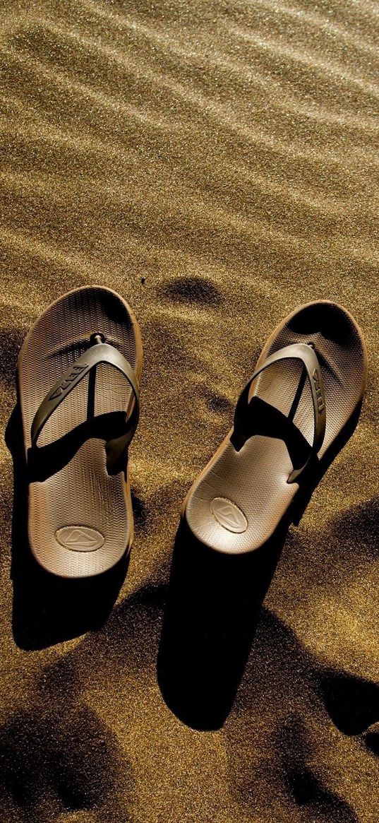 flip flops, sand, beach, shade, summer