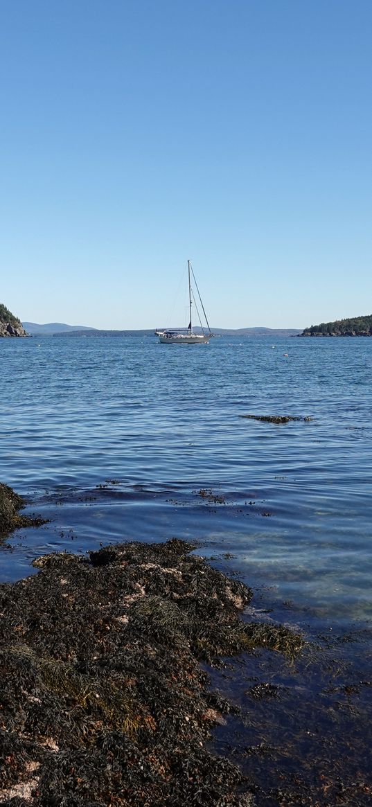 boat, sea, reefs, nature