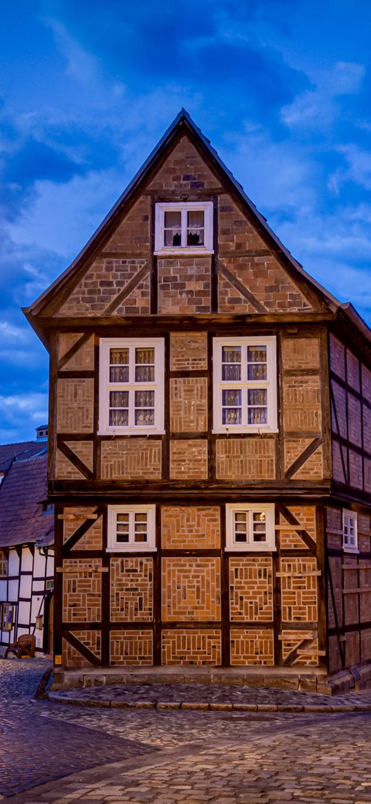 houses, street, paving stones, architecture