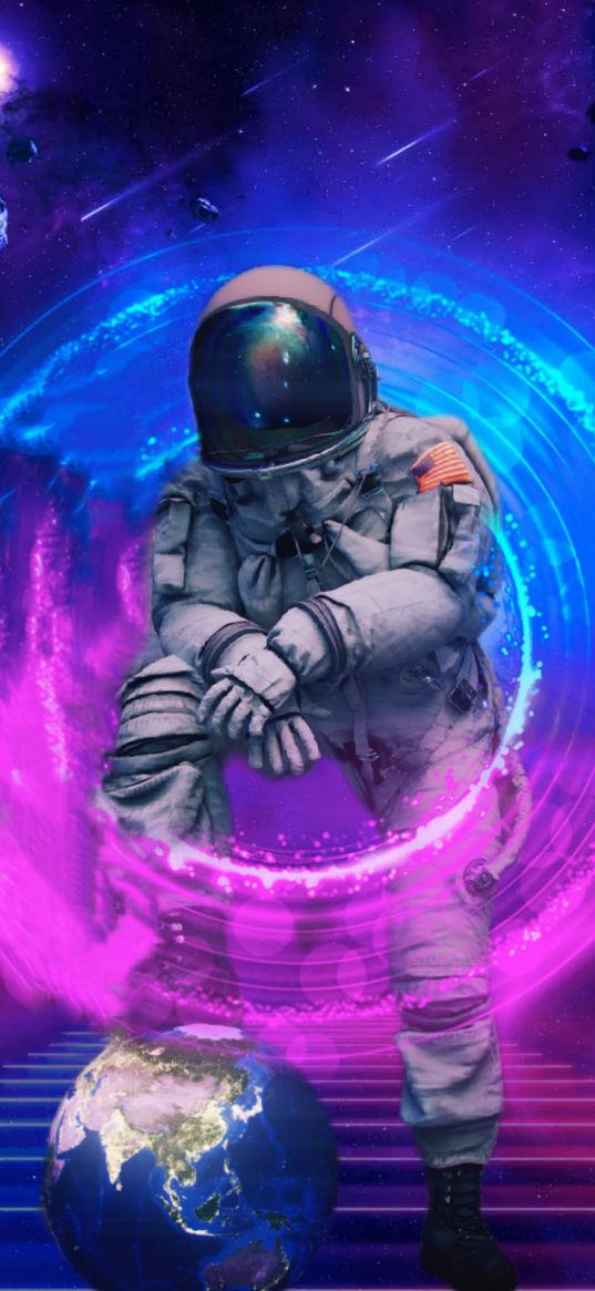 cosmonaut, earth, planet, portal, space, fiction, art