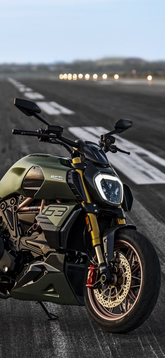 ducati diavel, ducati, motorcycle, bike, green, road