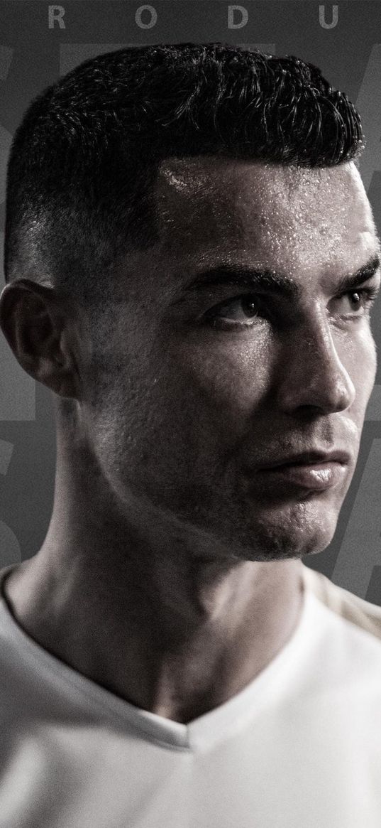 cristiano ronaldo, footballer, portrait, grey