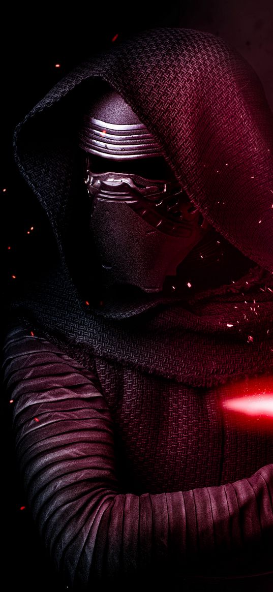 kylo ren, ray, star wars, movie, character, sword, red