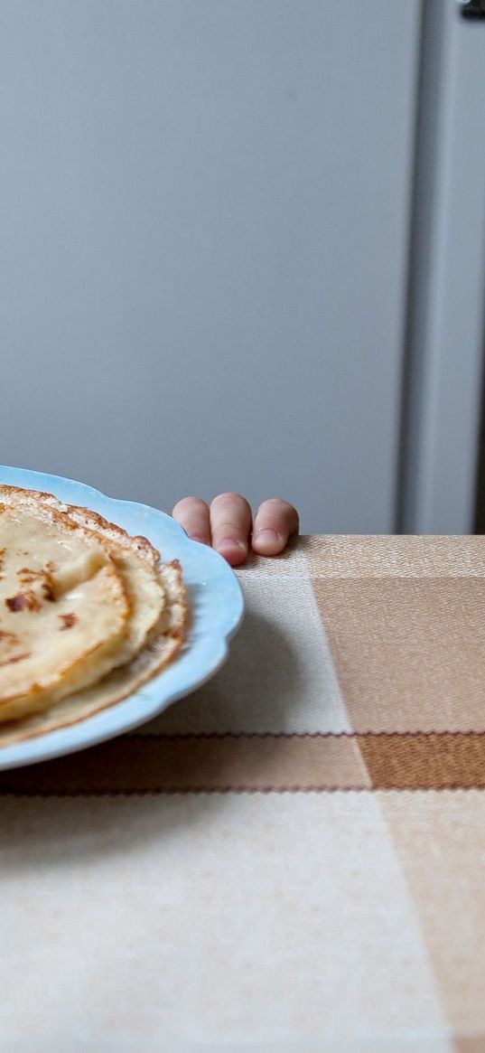 pancakes, table, fingers