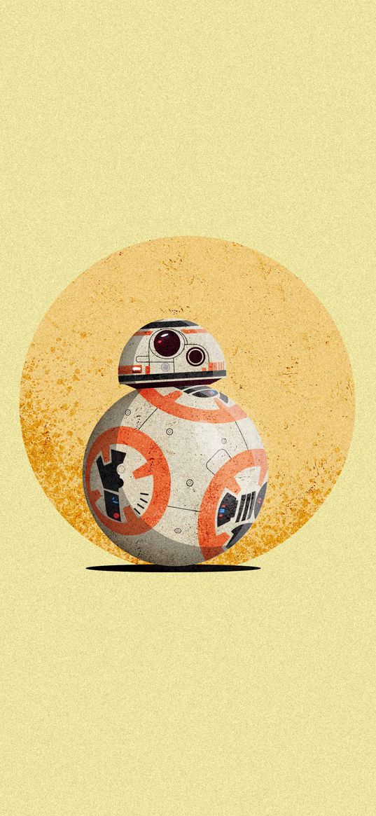 bb-8, star wars, robot, yellow background, art