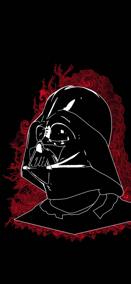 darth vader, star wars, helmet, patterns, red, black background, art