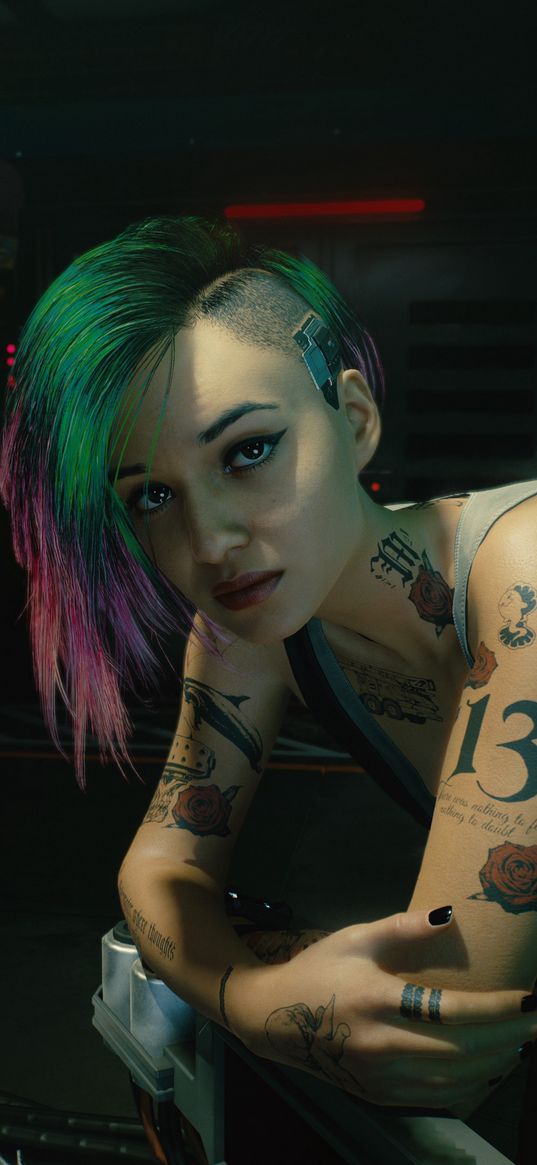 judy alvarez, cyberpunk 2077, game, girl, tattoo, art