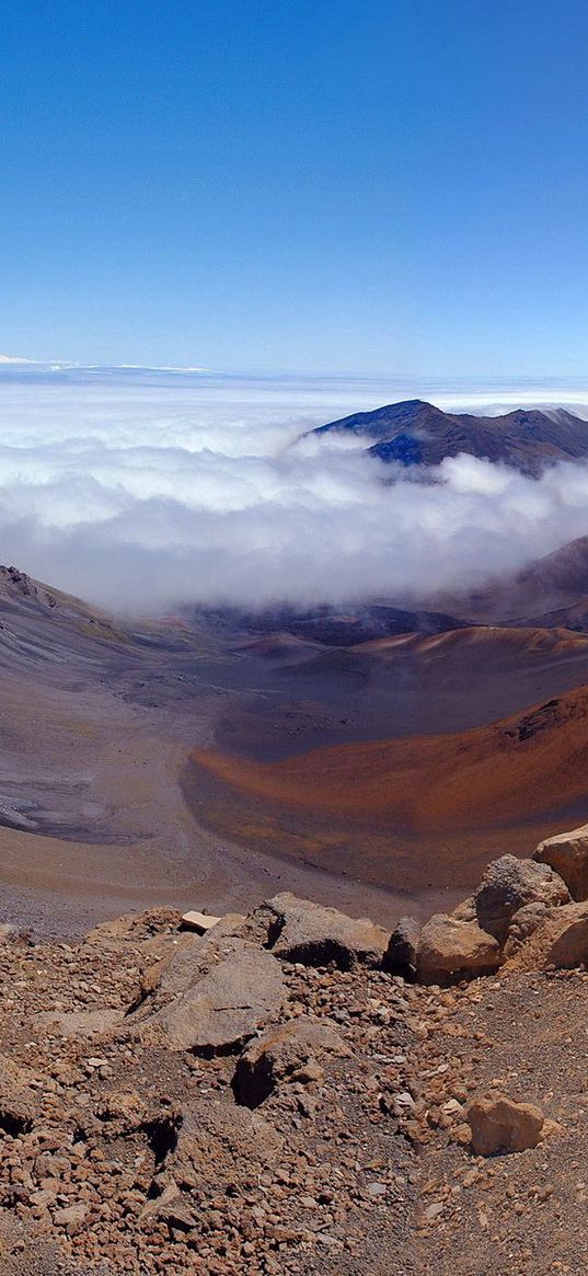 canyon, hollow, clouds